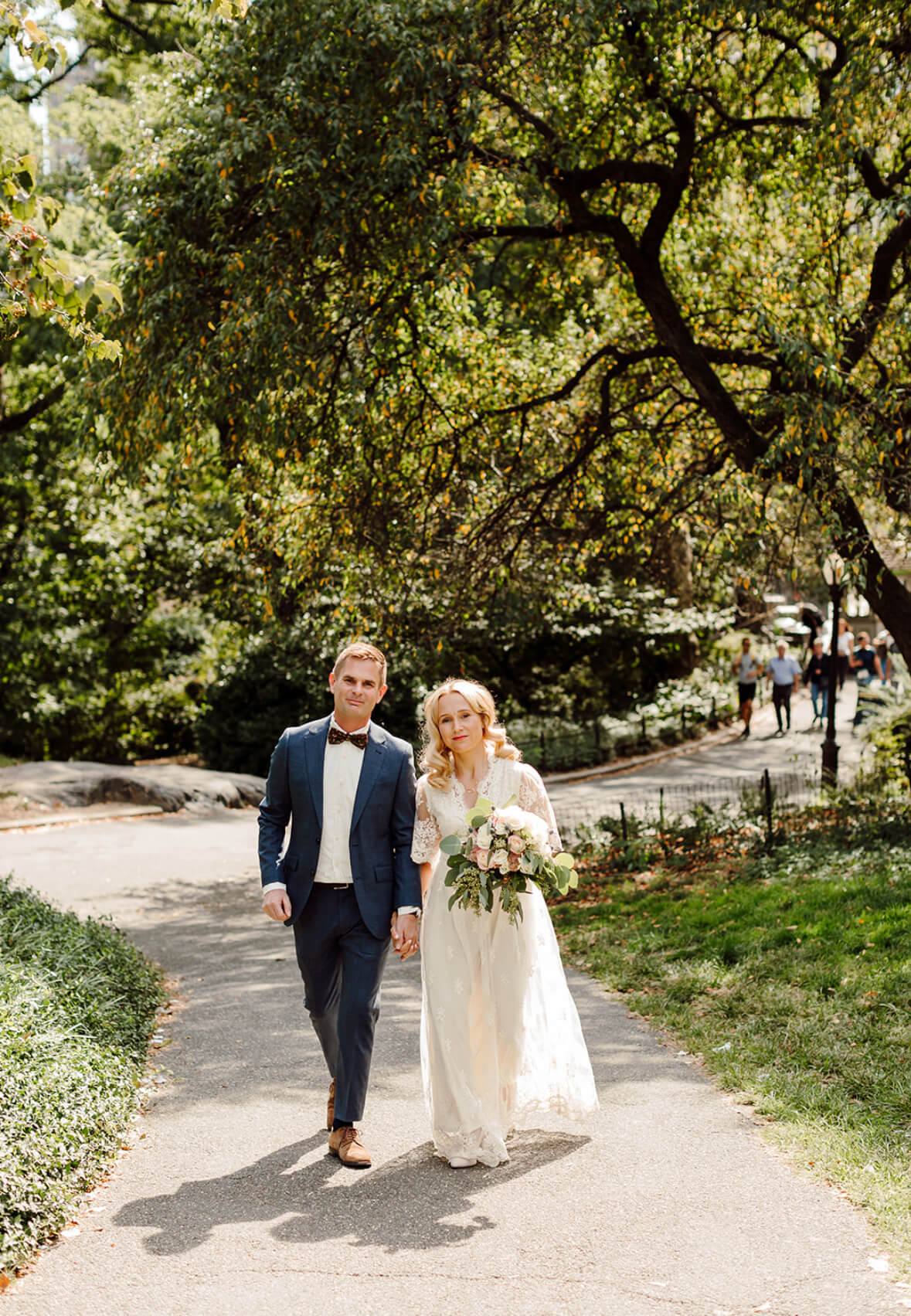 The happy couple in Central Park - wedding photos from a New York Wedding